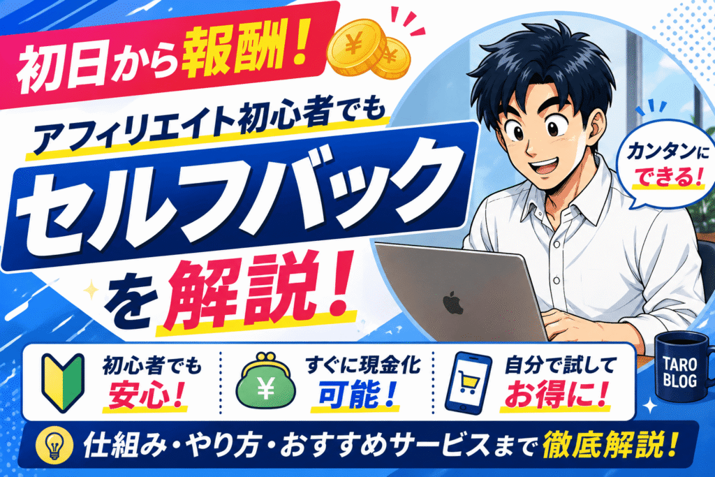 【初日から報酬】アフィリエイト初心者でもカンタンにできるセルフバックを解説！