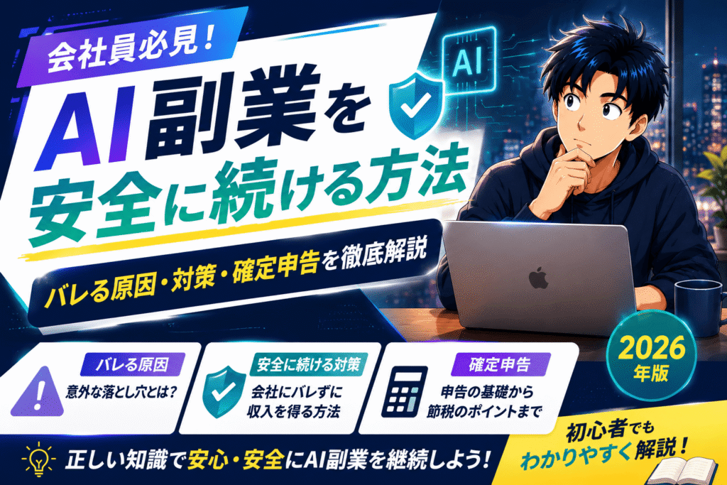 【会社員必見】AI副業を安全に続ける方法｜バレる原因・対策・確定申告を徹底解説(2026年版)