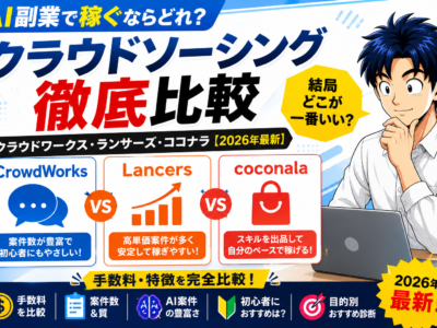 クラウドワークスvsランサーズvsココナラ｜AI副業で稼ぐならどれ？手数料・特徴を完全比較