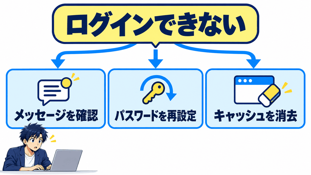 Google Workspaceにログインできない時の症状別の対処の流れ