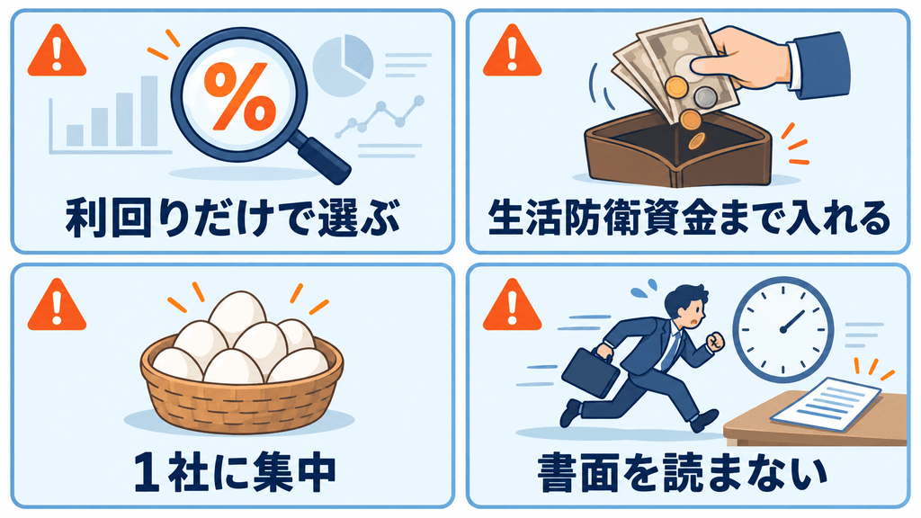 少額の不動産投資でやりがちな失敗4つの図解